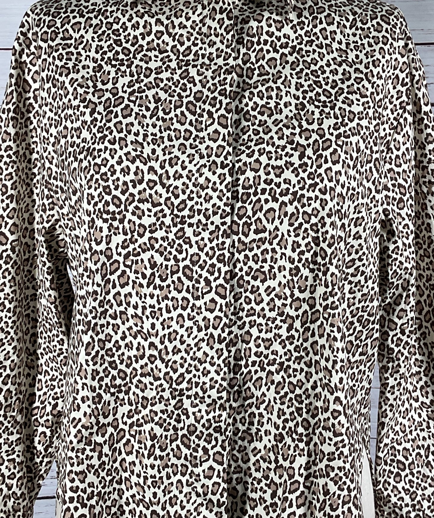 Reformation Andy Oversized Leopard Print Button Up Shirt Beige
