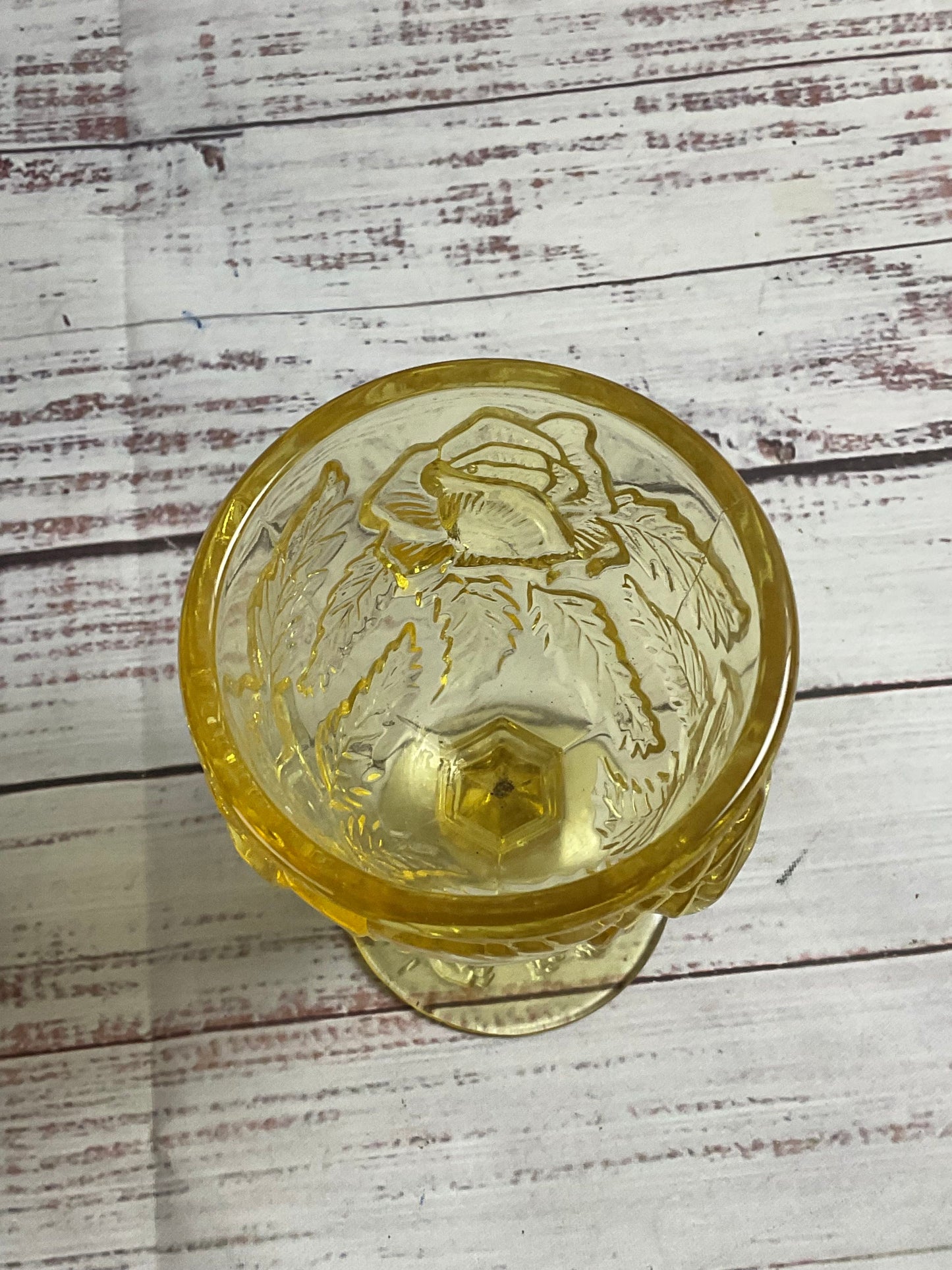VintageMadonna Inn Yellow Glass Rose Wine Goblet