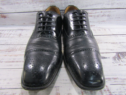 Mezlan Andrew Men's Black Leather Cap Toe Brogue Oxford Shoes Made in Spain