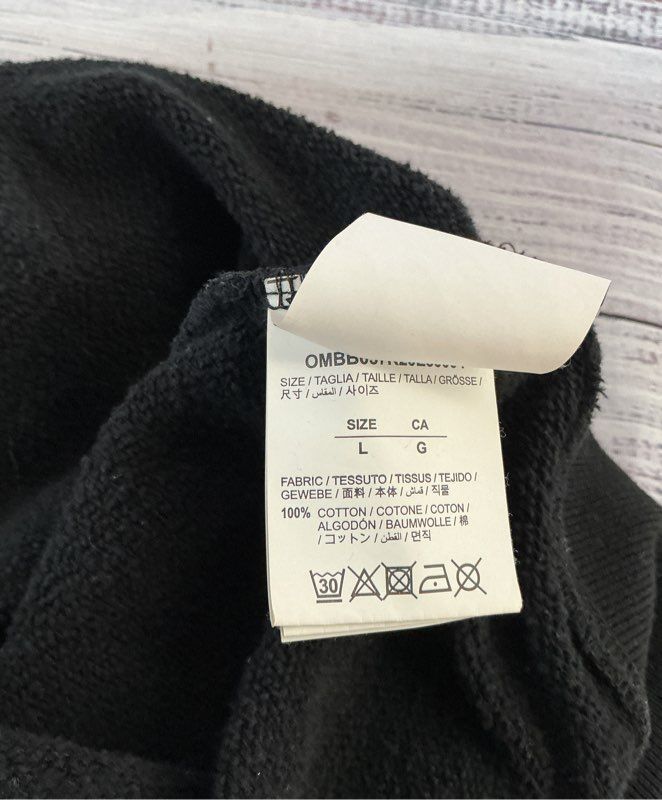 Men's Off White Black Sweatshirt Hoodie Size L AS IS