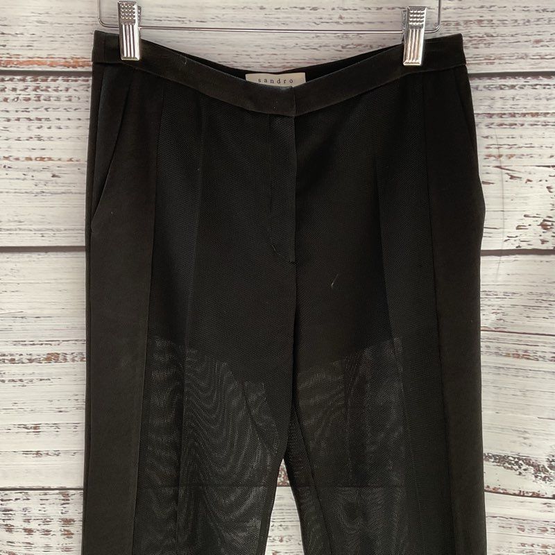 Sandro Paris Black Shear Mesh Lace Knee Pants - Size 34