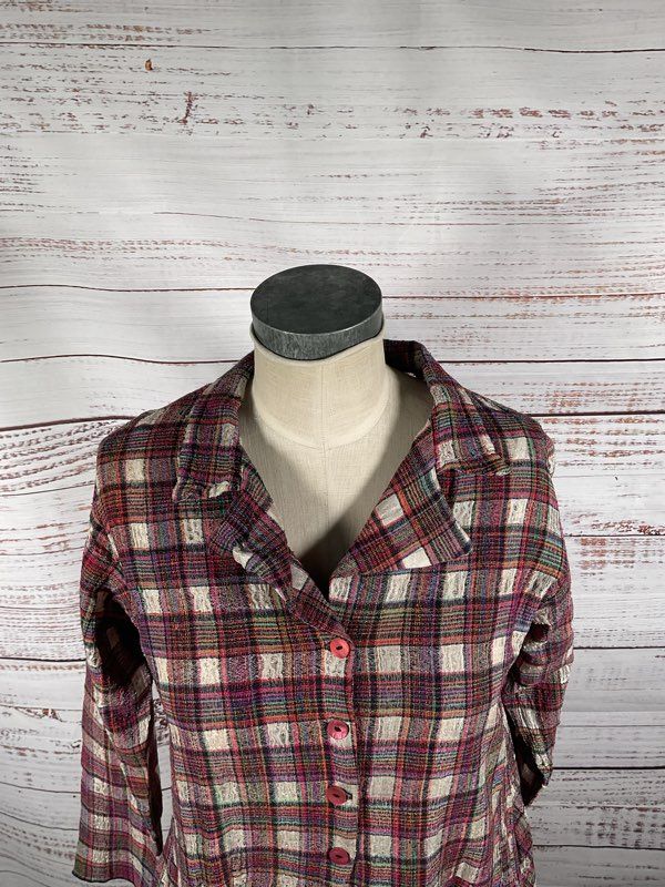 Giselle Shepatin Multicolor Plaid Long Sleeve Button Shirt - Size M