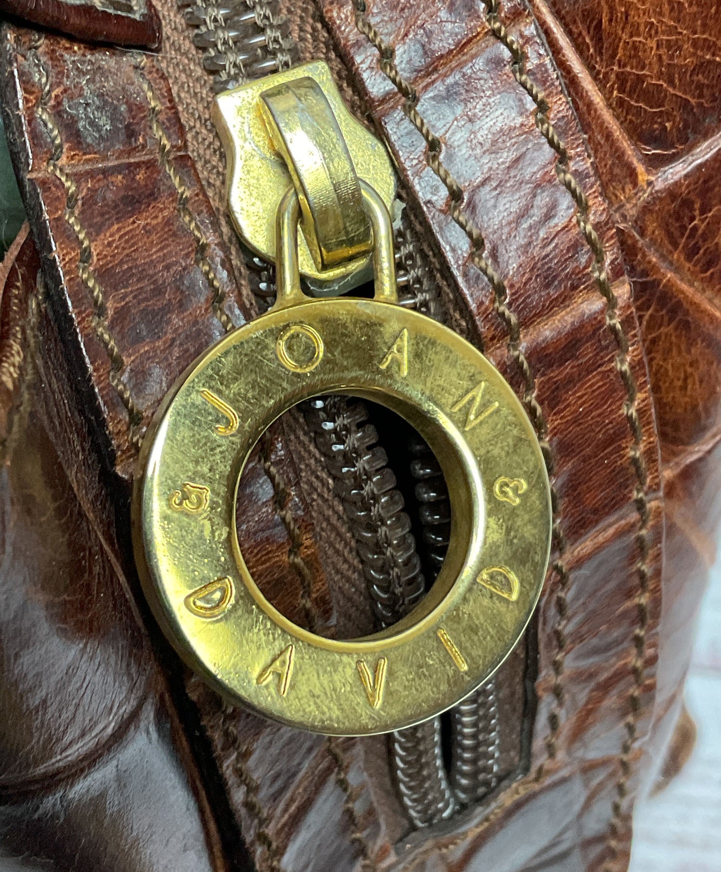 VTG Joan & David Women's Croc Leather Tote Bag