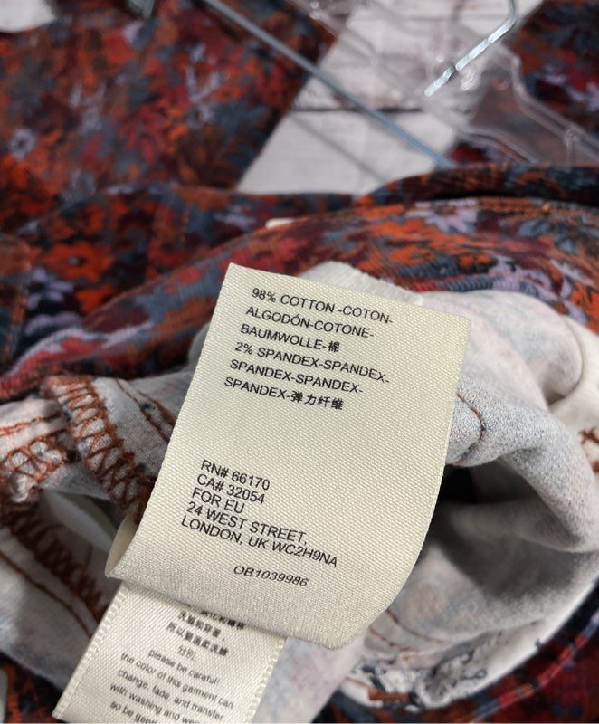 Anthropologie Pilcro and the Letterpress High Rise Skinny Corduroy Floral Pants