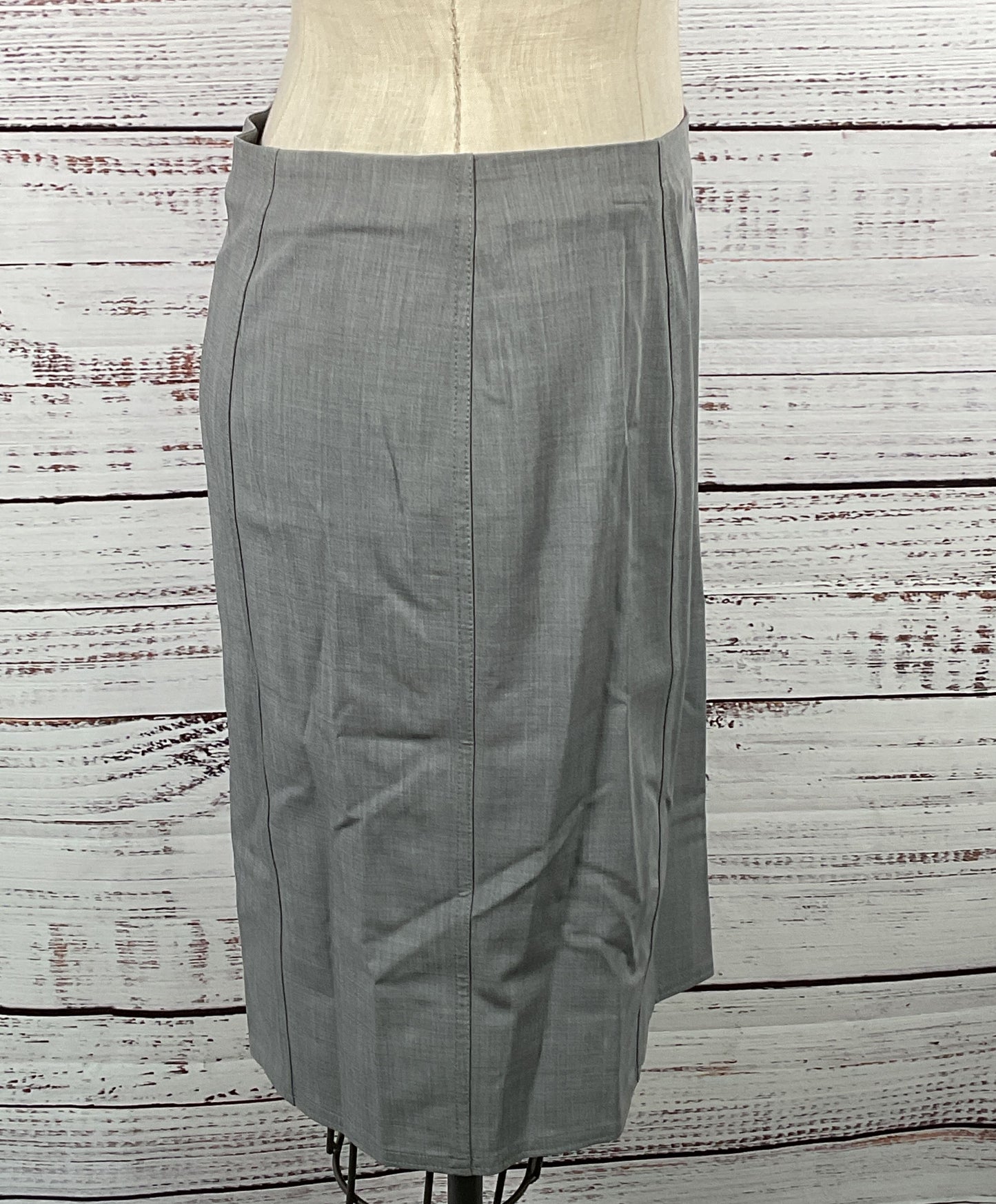 Christian Dior Vintage Exposed Zipper Pencil Skirt Gray 14