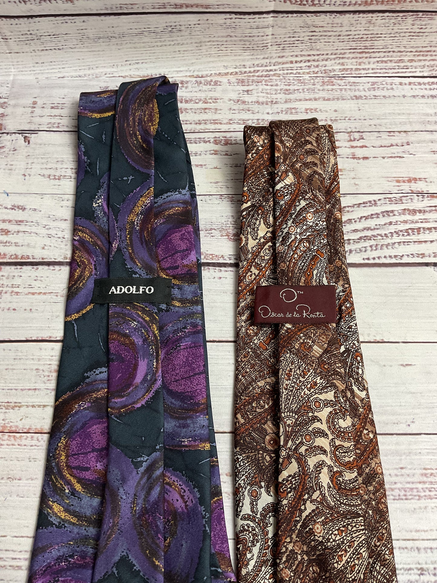 Set of 2 Silk Ties Adolfo/Oscar De La Renta