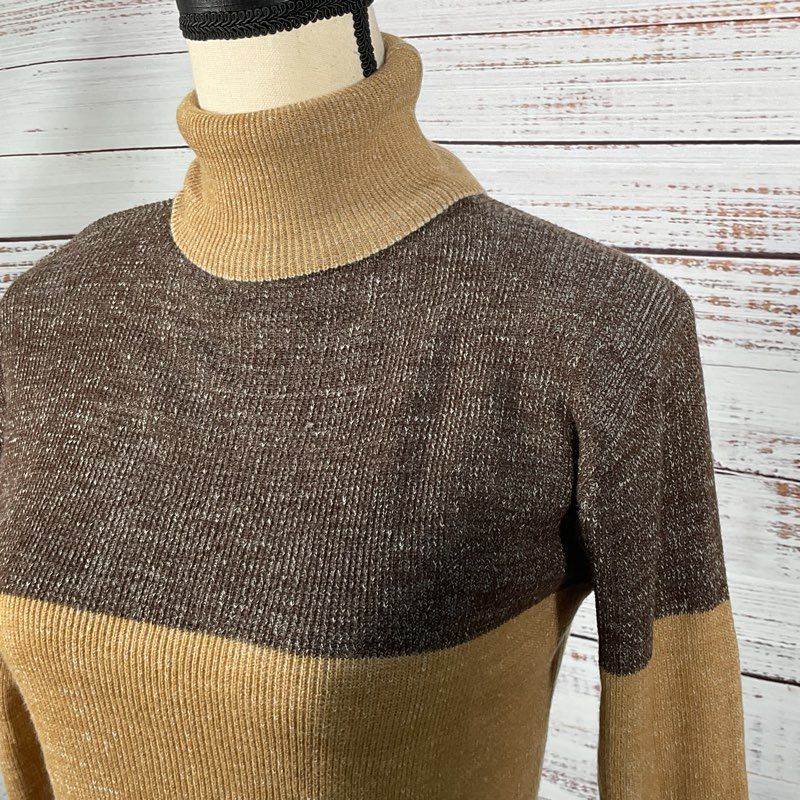 VTG. GALAXY KNITS BY FAD Women's Colorblock Turtleneck Sweater- SZ M