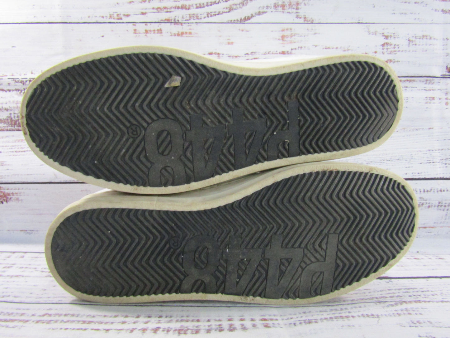P448 Women's White Distressed Leather Mid-Top Sneakers Size 10 Made in Italy