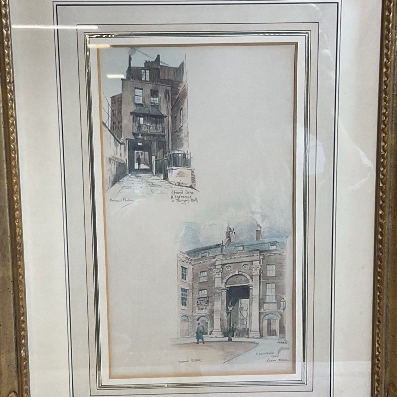 Set of 3 VTG./ANTIQUE HOWARD PENTON Colored Lithographs- FRAMED 19.5" X 14.5"