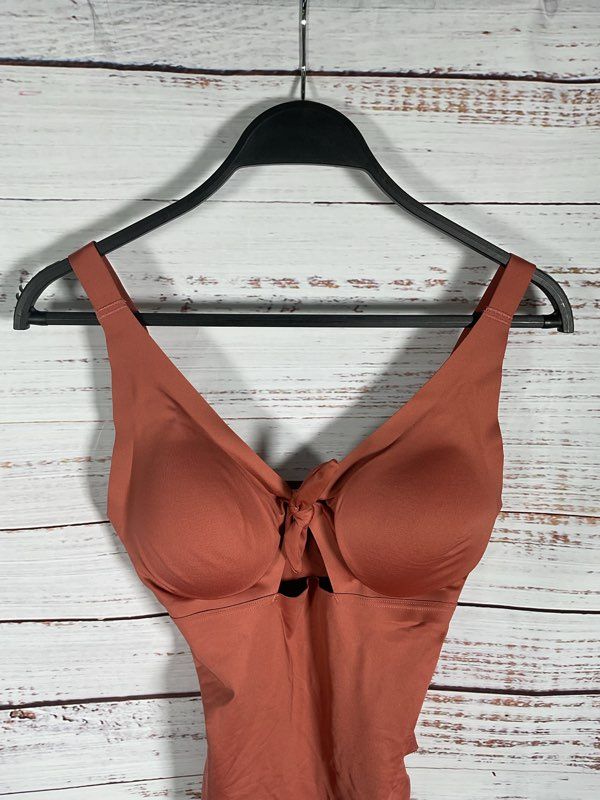 NWT Knix Women's Peekaboo Tie One Piece Bronze Coral Swimwear Size M+