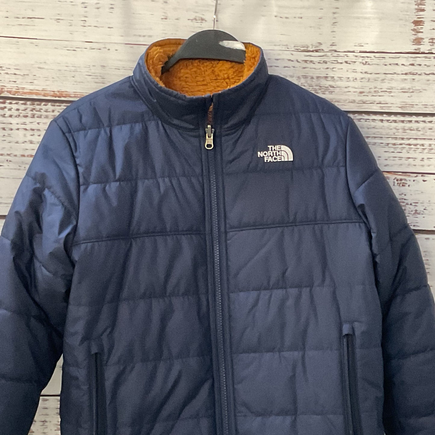 NORTH FACE Black/Brown Sherpa Boys Reversible Jacket- SZ L