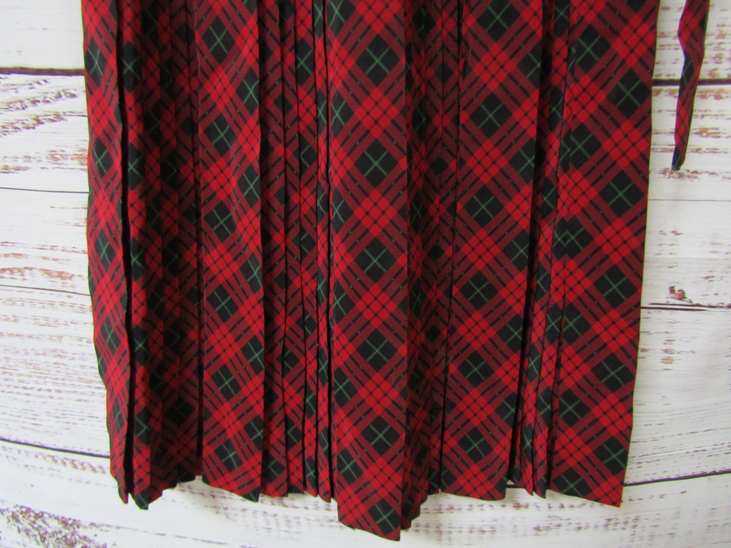Vintage Adolfo at Saks Fifth Avenue Women's Red Plaid Pleated Silk Skirt