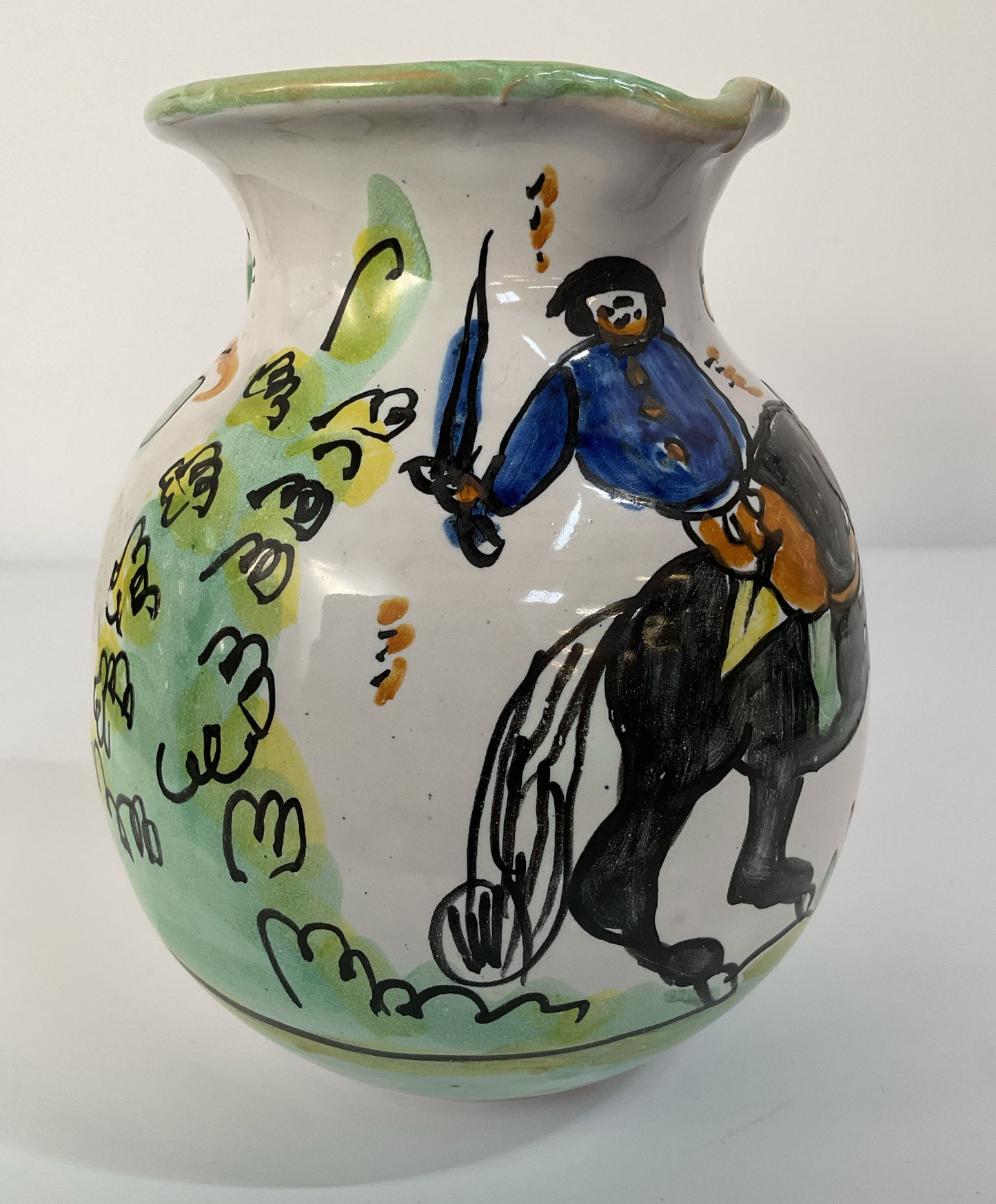 Vintage Santa Fe Puente Pottery Restaurante Botin Handcrafted Ceramic Pitcher