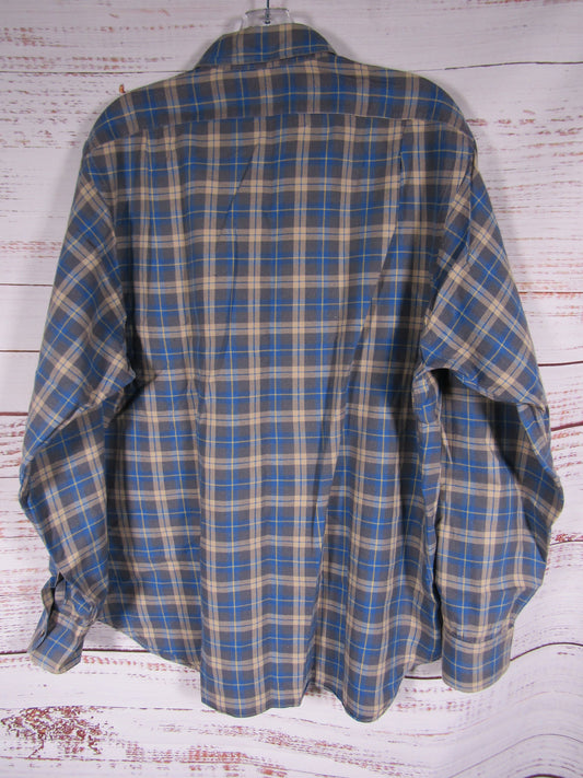 Vintage Carroll & Co. Men's Blue Plaid Button Down Shirt Size L