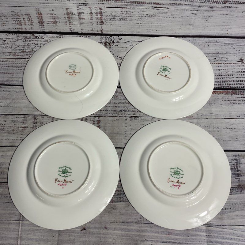 Vintage Set Of 4 Royal Cauldon Floral Melody 6" Bread & Butter Plates V9808