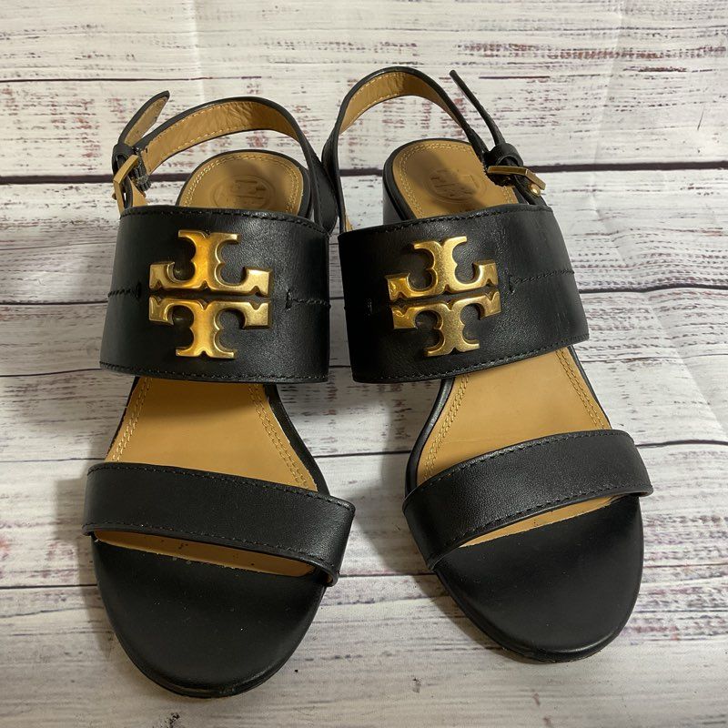 TORY BURCH Everly Women's Black Slingback Block Heel Sandals- SZ 5M