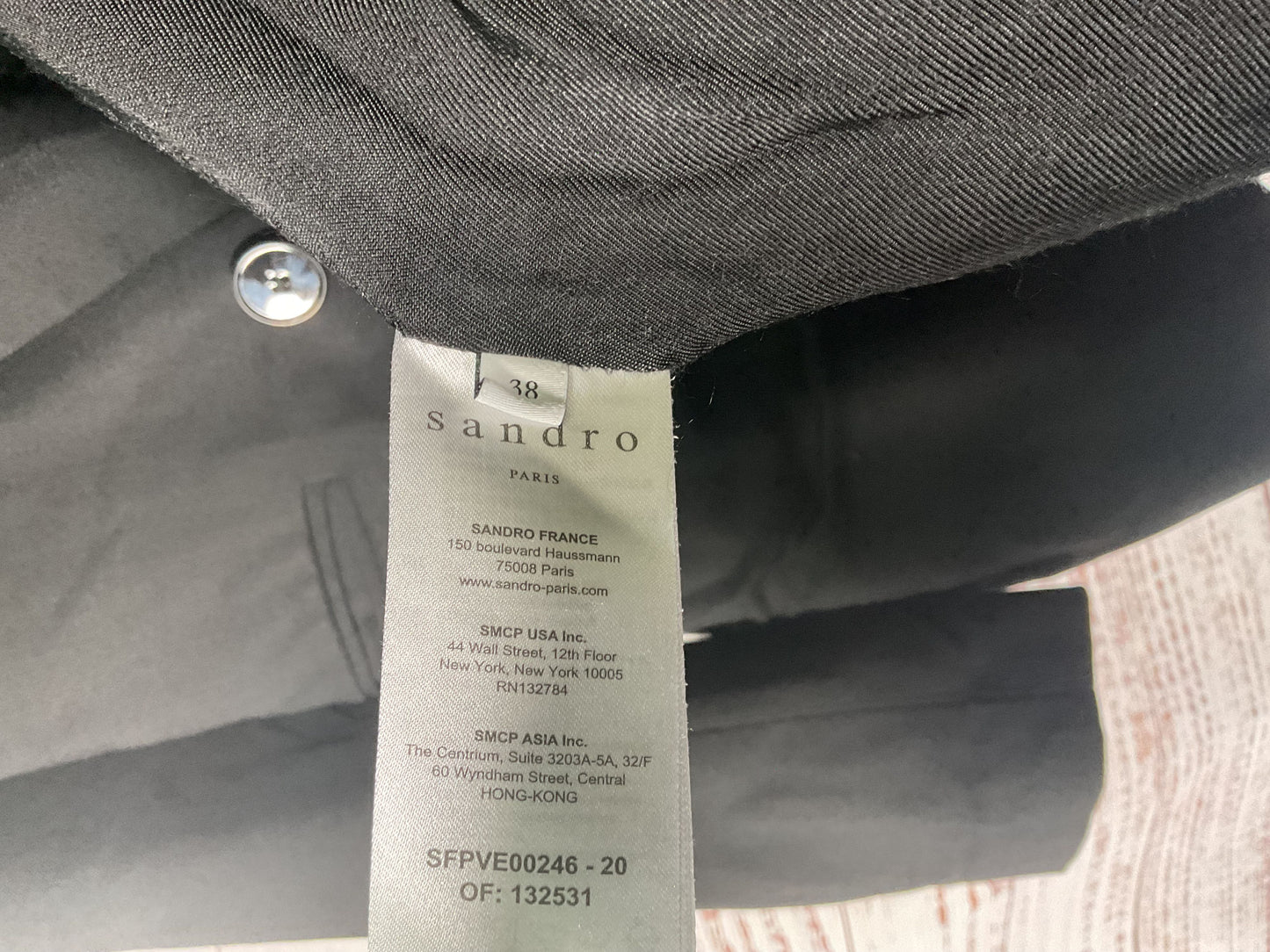 Sandro Black Double Breasted Blazer Jacket - Size 38