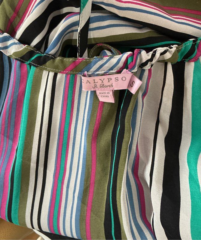 Women's Calypso St. Barth Multicolor Striped Maxi Dress Retail $250