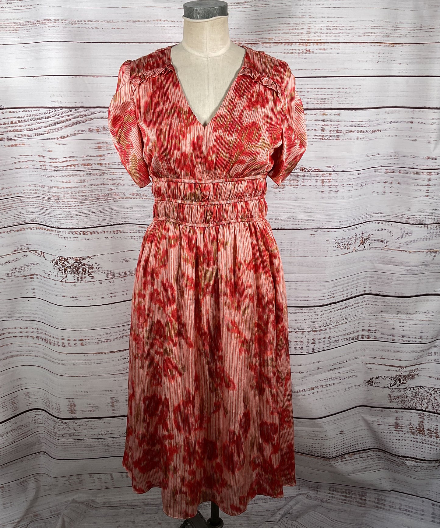 Julia Jordan Floral Print Puff Sleeve Dress Red Multicolor 6