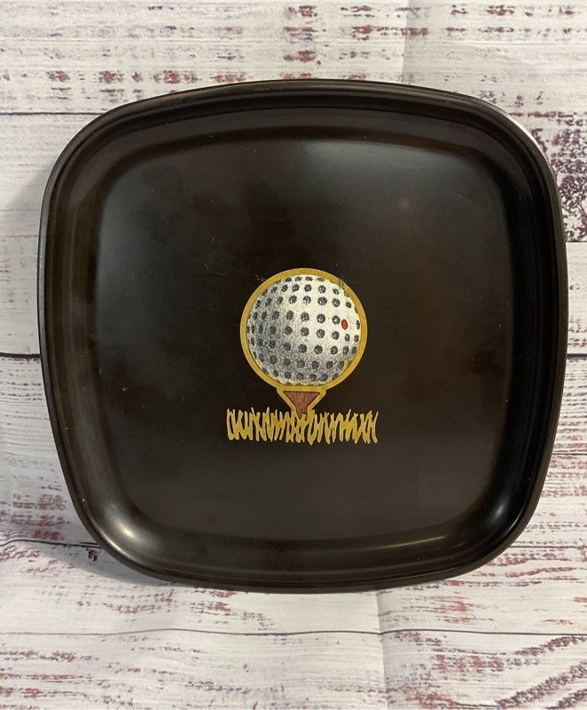 Vintage Mid Century Modern Couroc Of Monterrey Golf Ball Square Tray 8.5"