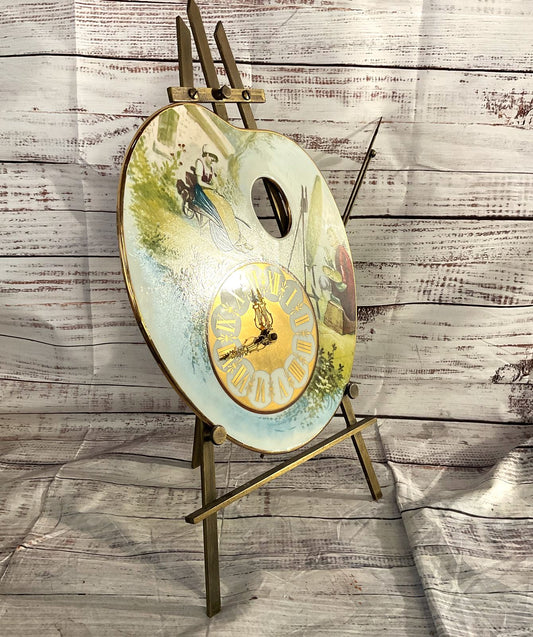 John A Mies Vintage Handpainted Painter Palette Table Clock Multicolor
