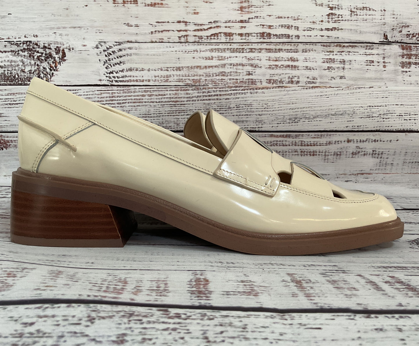 Franco Sarto Gene Women's Off White Leather Loafers Size 9.5