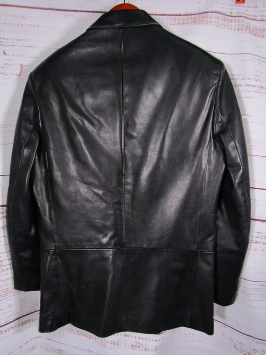 Danier Men's Black Leather Blazer Jacket Size 36 - 38 Made in Canada