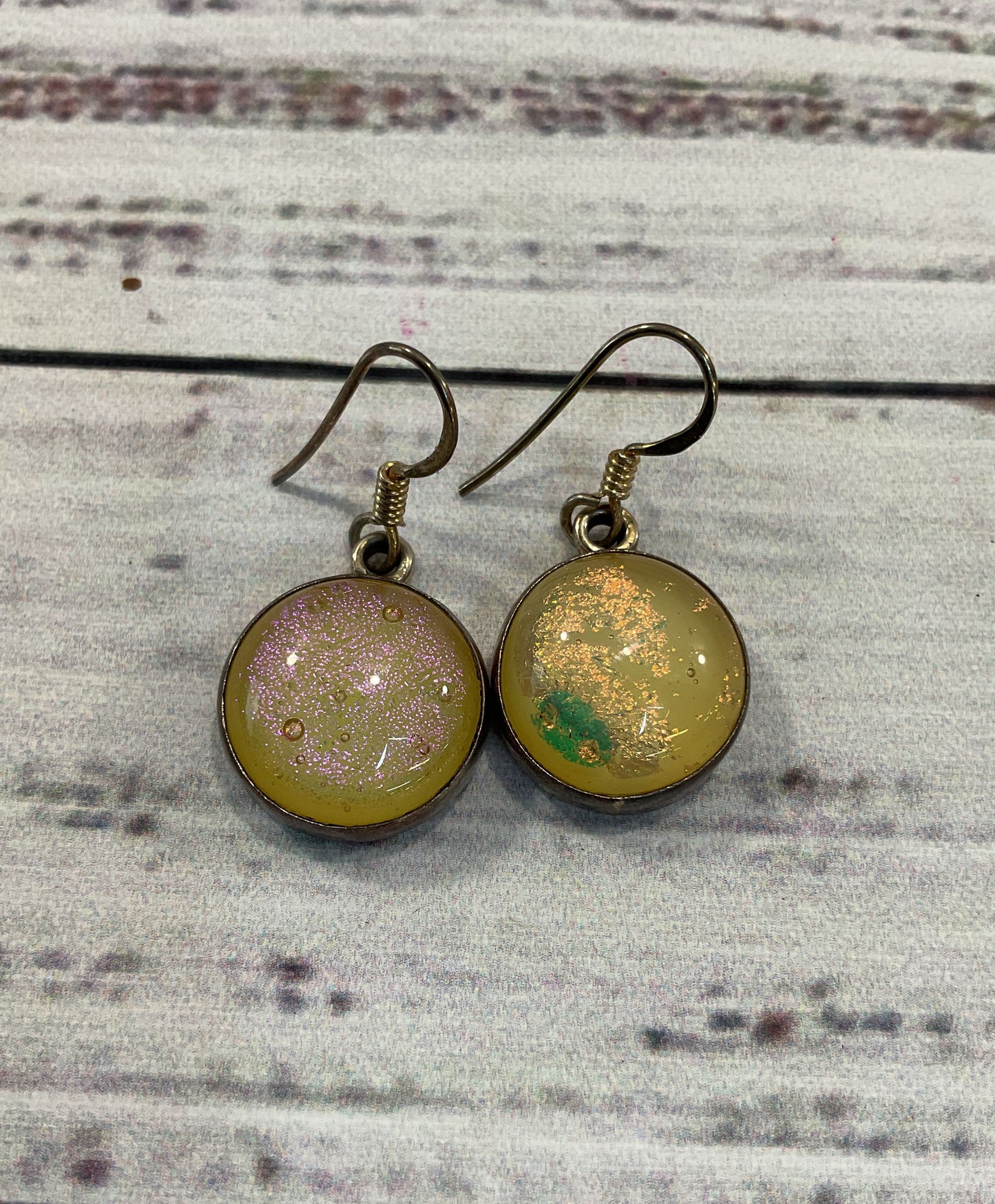 Artisan Handcrafted Sterling Silver Dichroic Glass Drop Dangle Earrings