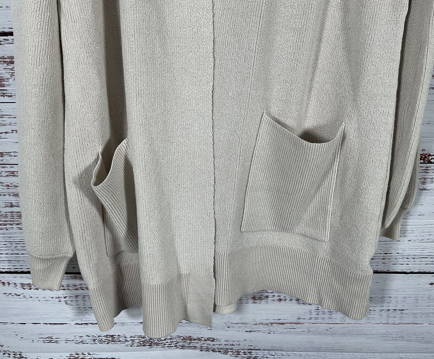 Devotion by Cyrus Women's Beige Open Cardigan Sweater Size L