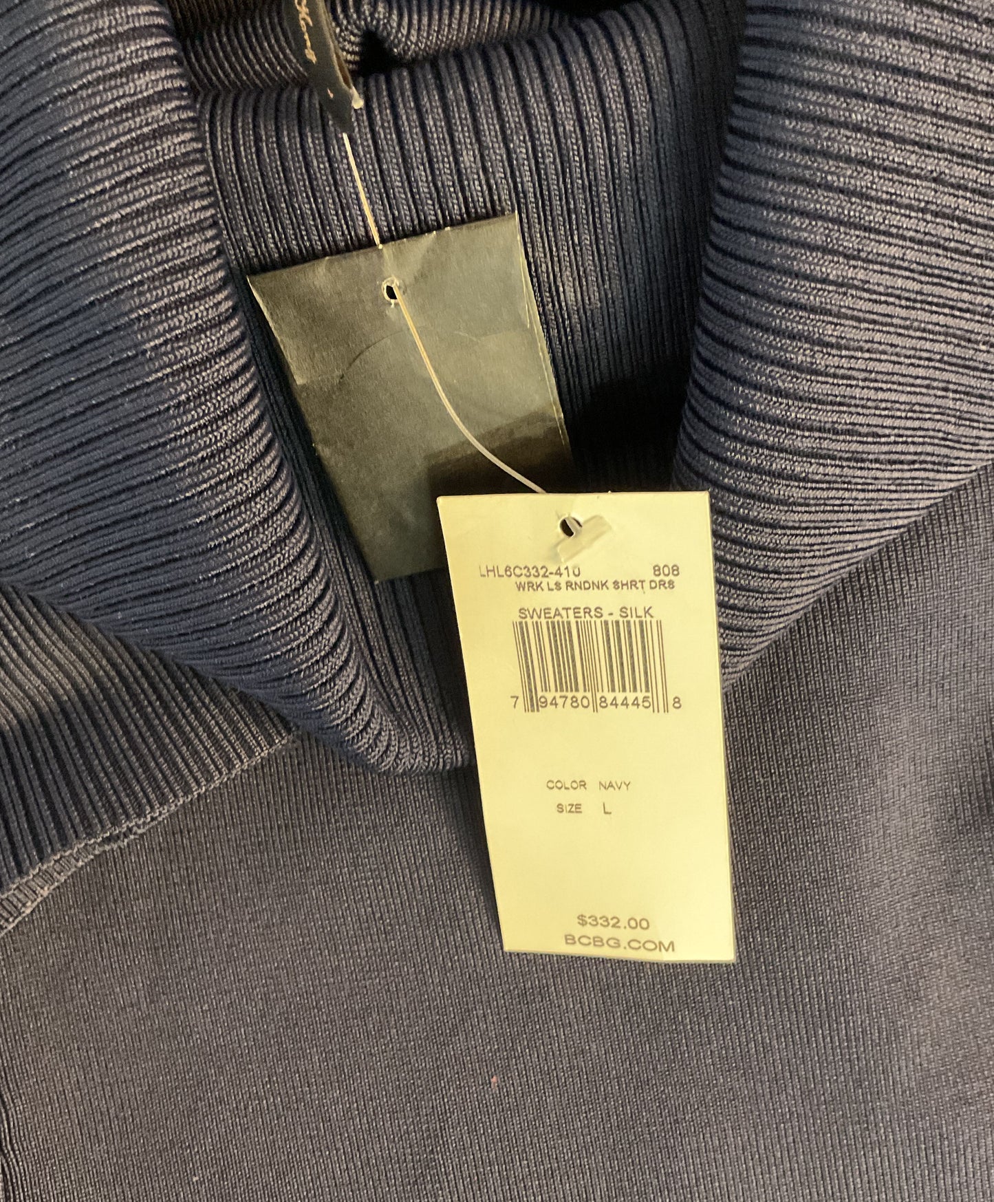 NWT Women's BCBG Max Azaria Navy Blue Sweater Dress Size L