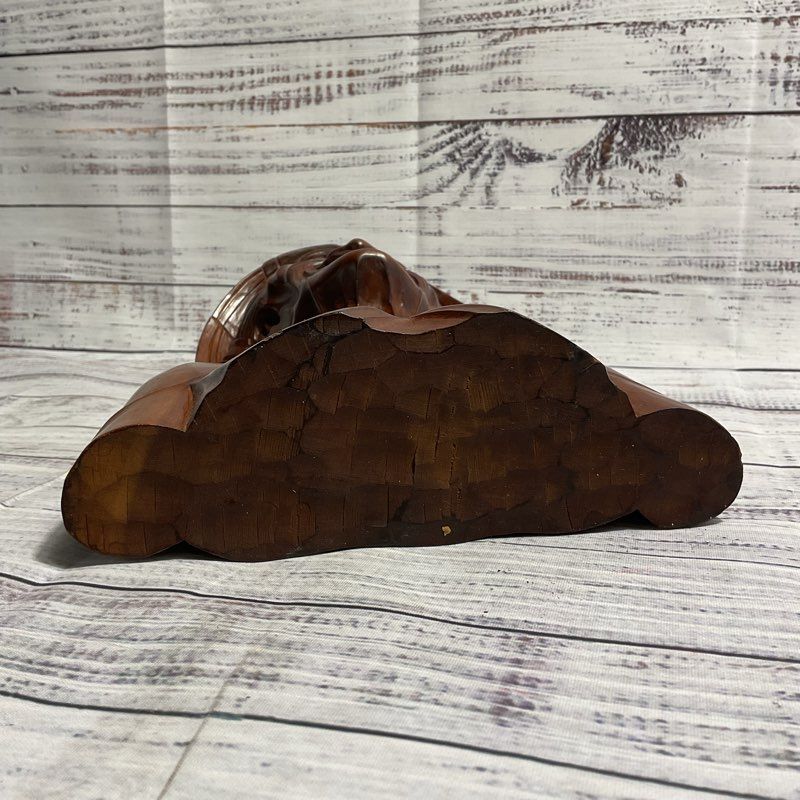 VTG. Hand Carved Wooden Elder Man Bust, Japanese? Sculpture