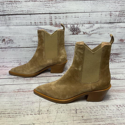 Gianvito Rossi Tan Suede Bootie Chelsea Western Boot Heel Women Size 6.5 AS-IS