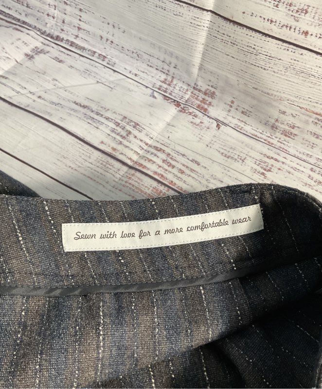 Peserico Women's Wool Blend Trouser Pants Striped Blue and Gray Size 48 Italy