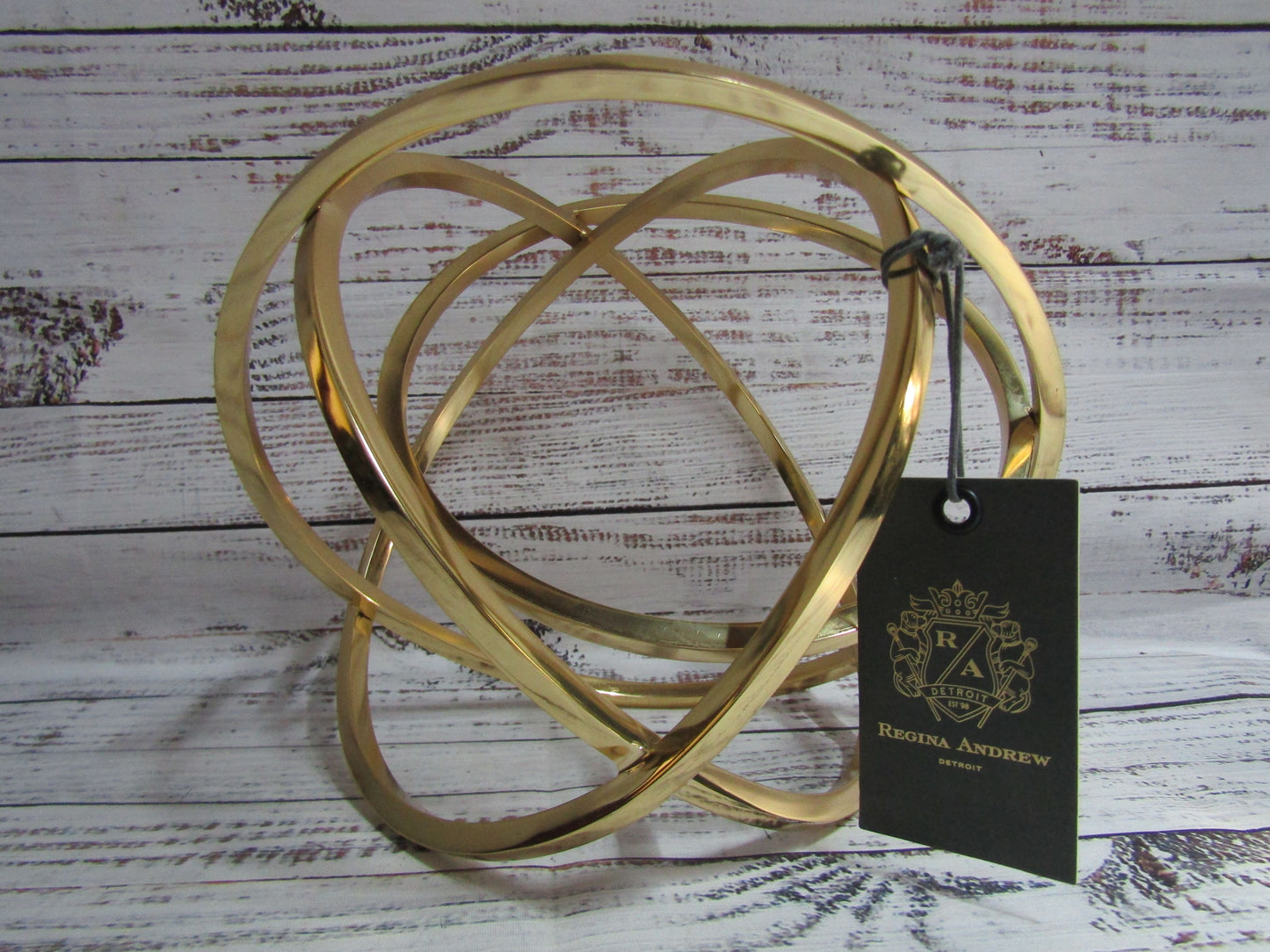 Regina Andrews Ellipse Modernist Brass Sphere Tabletop Decor
