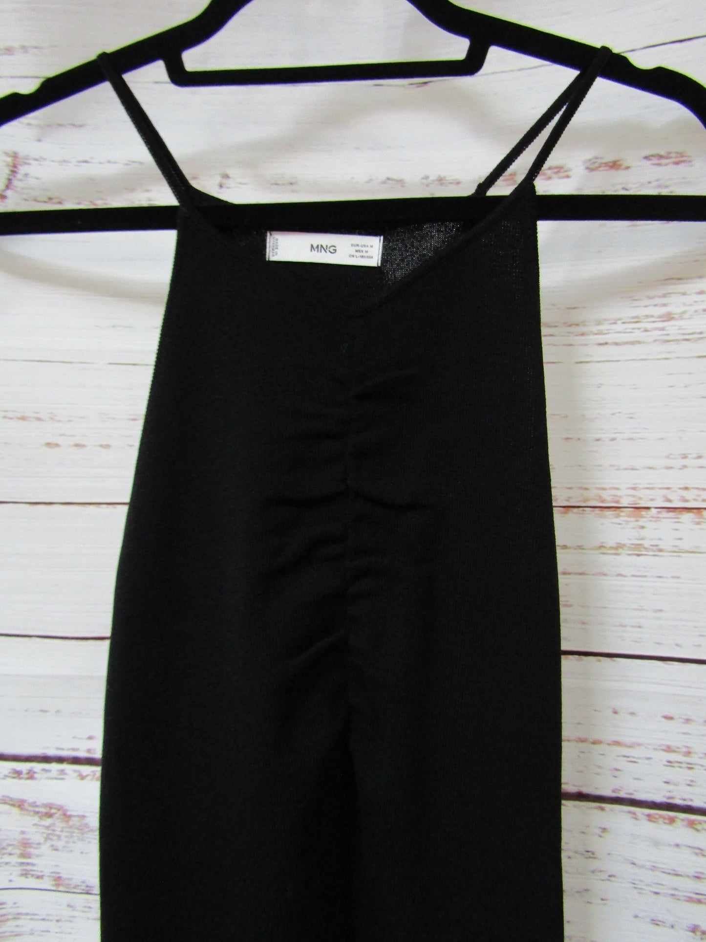 Mango Women's Black Knit Spaghetti Strap Sleeve Dress Size M