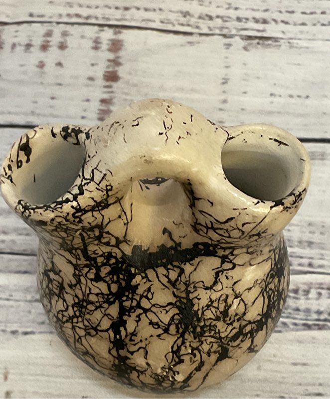 Vintage Navajo Cowboy Sand Vase Beige