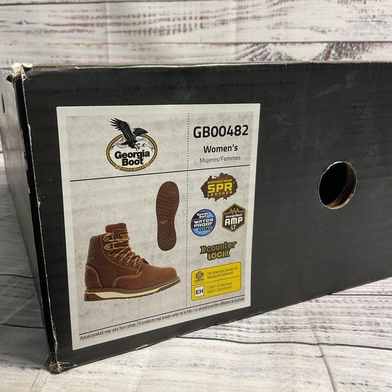 NOB Georgia Boot AMP LT Wedge Brown SPR Leather Work Boots Women's 8.5M
