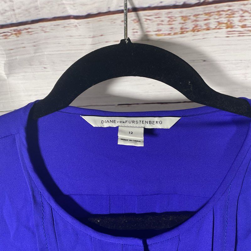 Diane Von Furstenberg Francesca Long Sleeve Mini Dress in Royal Blue - Size 12