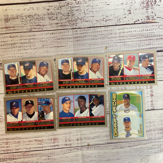 Set of 6 TOPPS 1999 Draft Pick and Prospects Baseball Cards