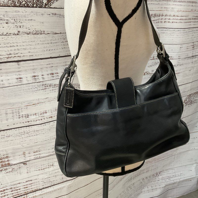 VTG. COACH Women's Black Leather Hampton Bag
