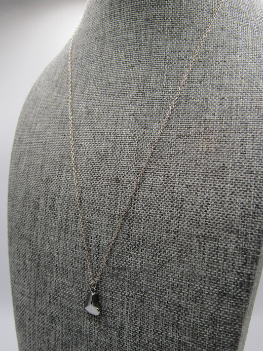 Delicate Sterling Silver Hematite Heart Pendant Necklace