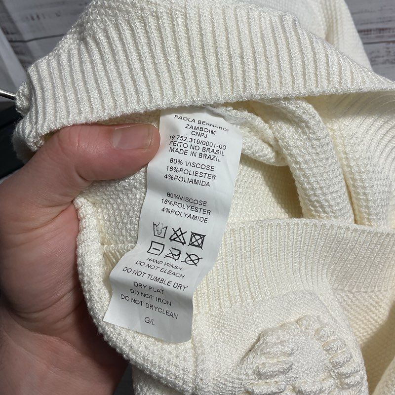 NWT Paola Bernardi Camila Cut-Out Knit White Mockneck Sweater - Size L