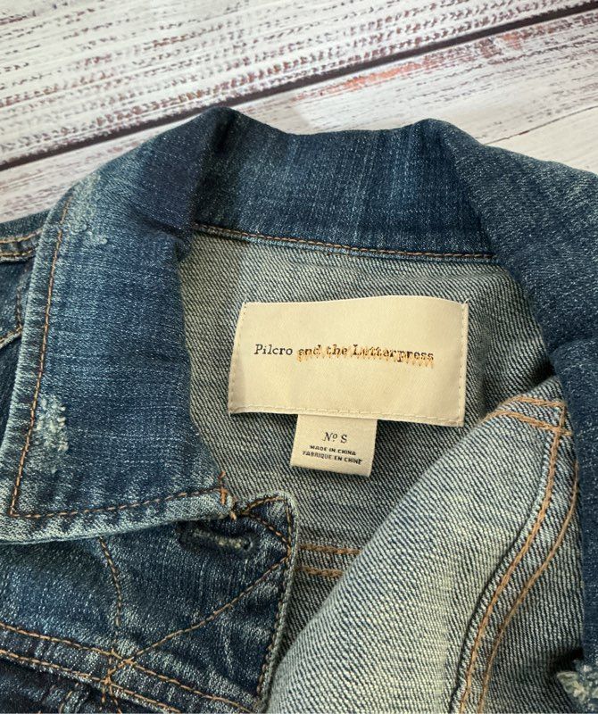 Women's Pilcro and the Letterpress Denim Jacket w/leather detail Size S