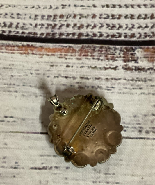 Jerusalem Israel Sterling Silver Vintage Filigree Brooch / Pendant