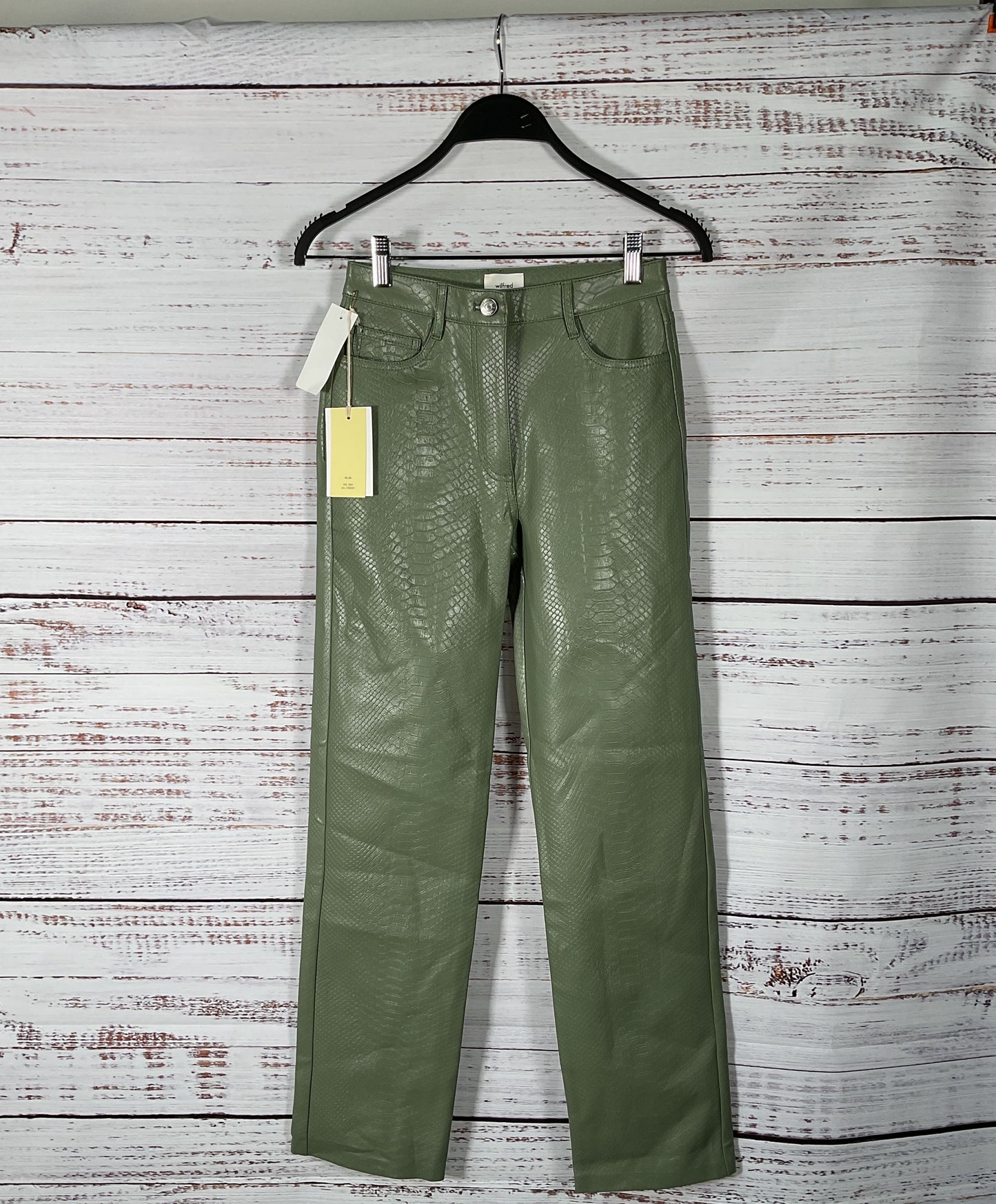 Wilfred Butter Sage High-Rise Straight Leg Faux-Croc 'Melina' Pant - Size 0 NWT