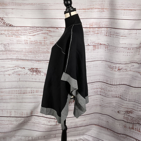 Splendid Black Grey Nylon Viscose Sweater Poncho - Size X-Small