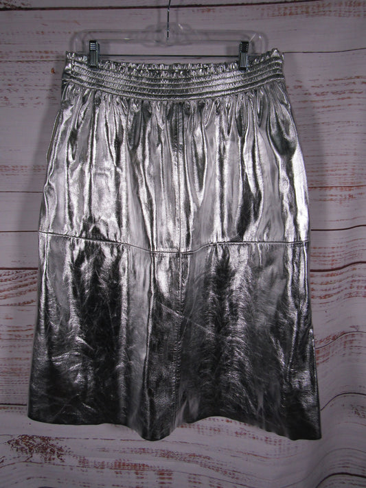 Wyse London Lateisha Women's Silver Faux Leather Skirt Size 5