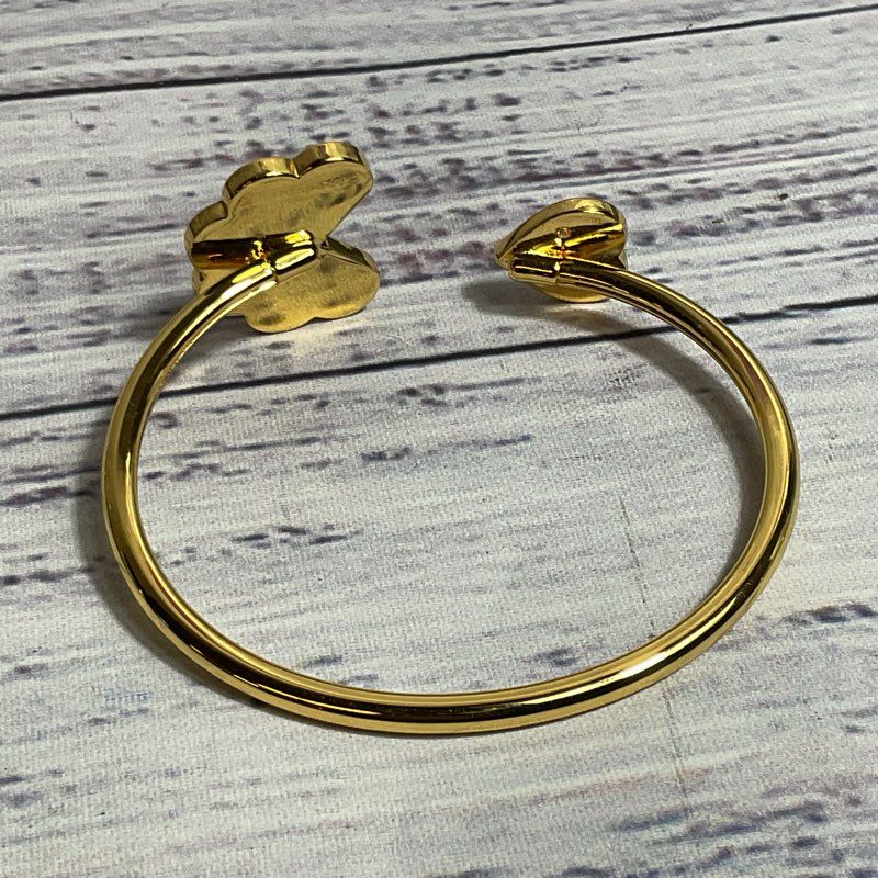 KATE SPADE Gold Tone Onyx, Mother of Pearl and Faux Pearl Cuff Bracelet