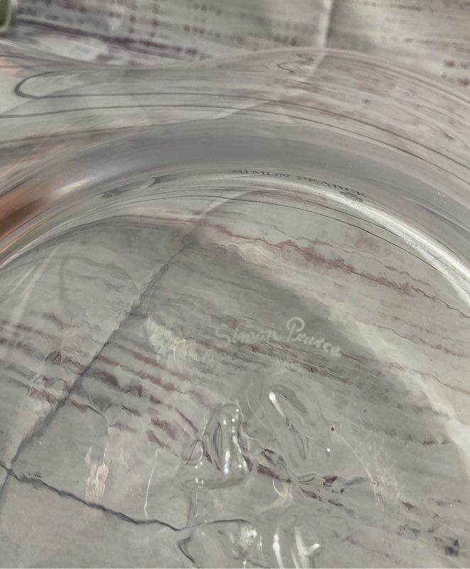 Simon Pearce Chelsea Bowl, Hand Made, 12.5" Art Clear Glass, Made In USA