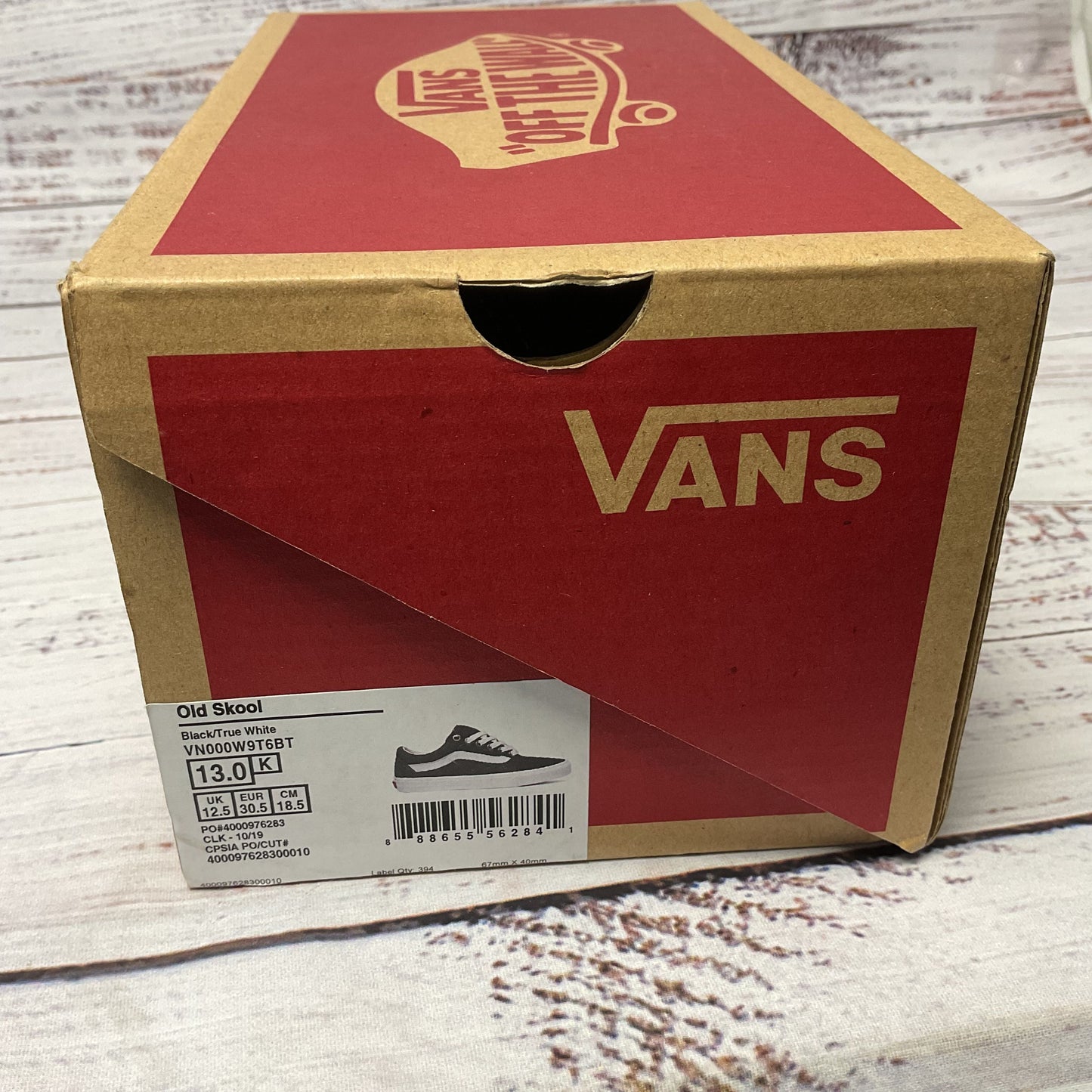 VANS Kids Old Skool Shoes Black White Sneaker Casual Shoe Kids 13